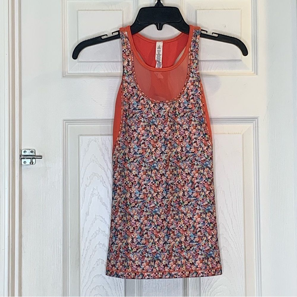 Lululemon Mesh With Me Tank Prism Petal Multi / Atomic Red Size 2